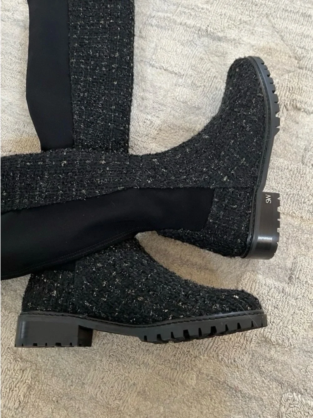 Stuart Weitzman City Boots Boucle and Leather